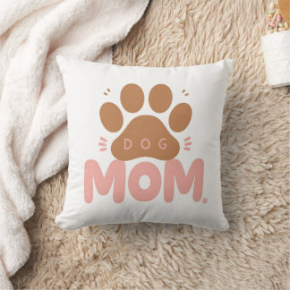 Almohada rosa con huella de pata de perro adorable