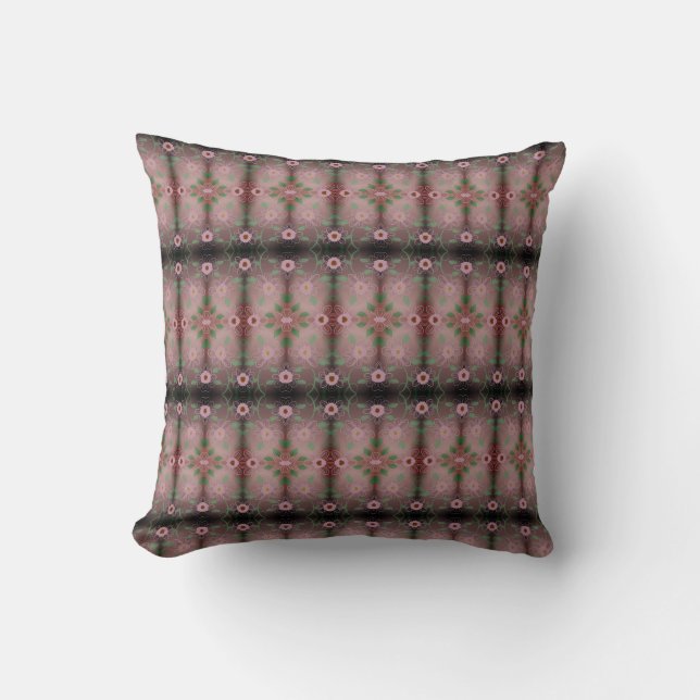 Almohada rosa con impresión invertida con flores (Anverso)