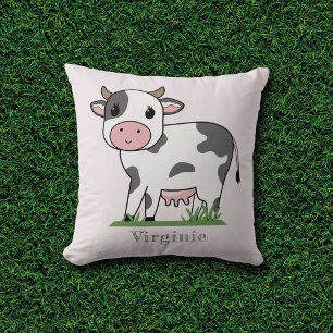 Almohada rosa con vaca dulce