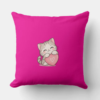 Almohada Rosa Cosas Buenas Por Delante Gato Lindo