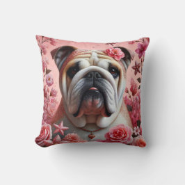 almohada rosa de bulldog.