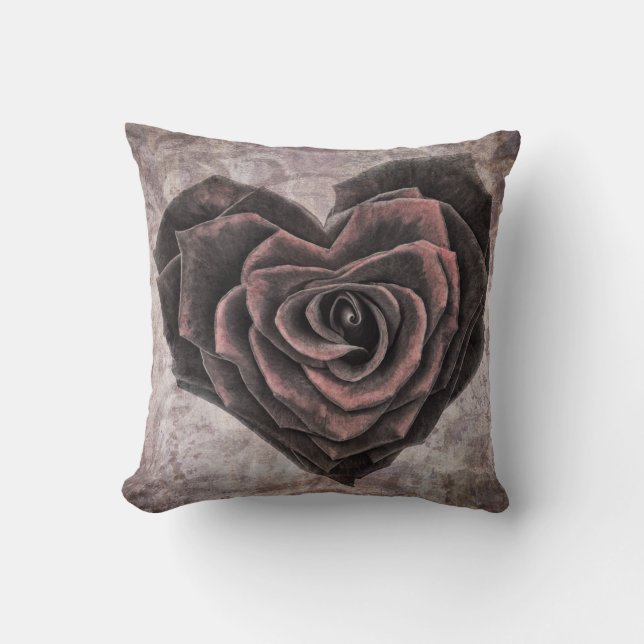 almohada rosa de corazón gótico (Anverso)