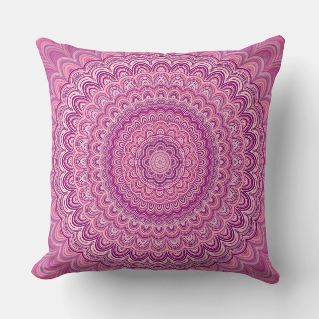 Almohada rosa de decoración Mandala (Anverso)