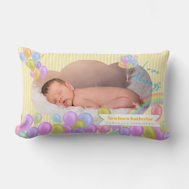 Almohada rosa de lanzamiento de foto de bebé arco  (Anverso)