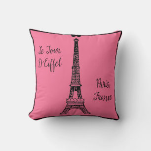 Almohada rosa de París con Torre Eiffel