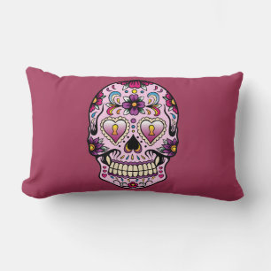 Almohada rosa del cráneo de azúcar muerto