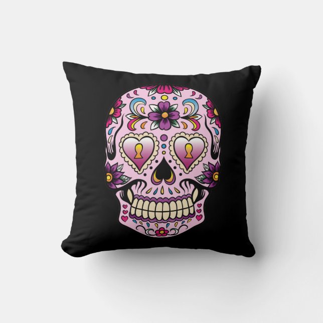 Almohada rosa del cráneo de azúcar muerto (Anverso)