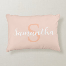 almohada rosa personalizada con nombre inicial