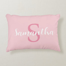 almohada rosa personalizada con nombre inicial