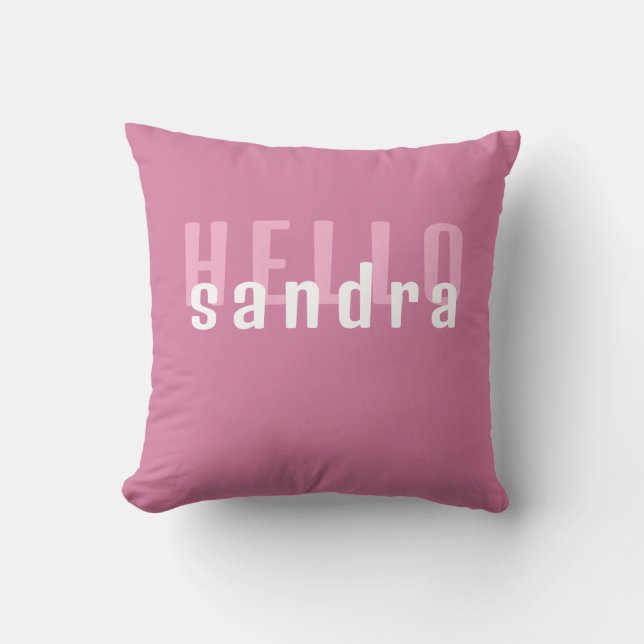 Almohada rosa personalizada | Nombre personalizado (Anverso)