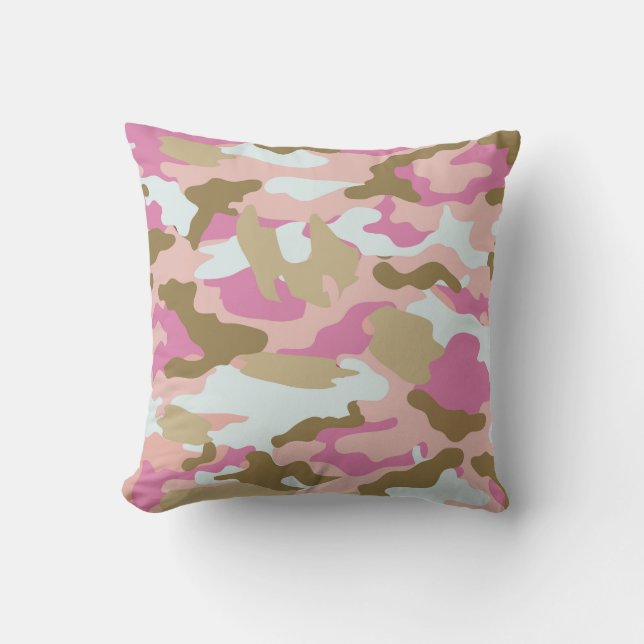 Almohada Rosa Y Khaki CamoThrow (Anverso)