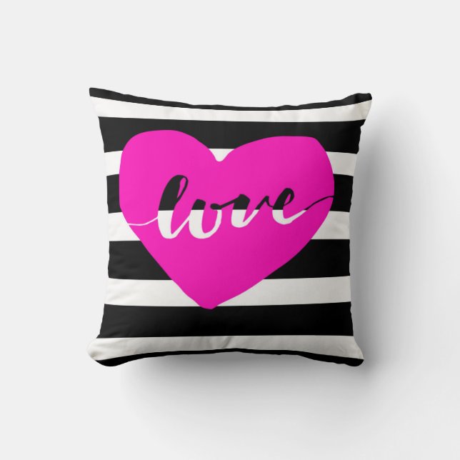 Almohada rosada brillante del amor del corazón con (Anverso)