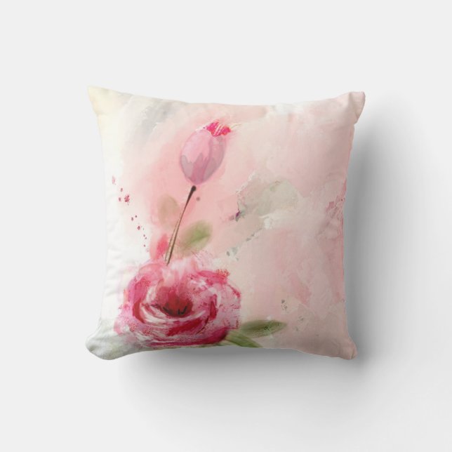 Almohada rosada de la acuarela de los rosas (Anverso)