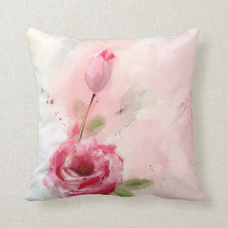 Almohada rosada de la acuarela de los rosas