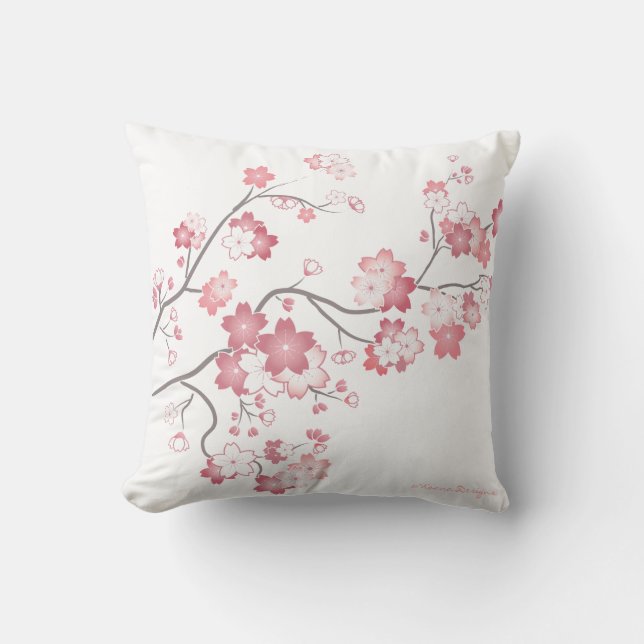 Almohada rosada de la flor de cerezo de Sakura - (Anverso)