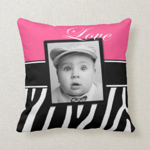 Almohada rosada de la foto del estampado de zebra