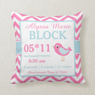Almohada rosada de la invitación del bebé azul del