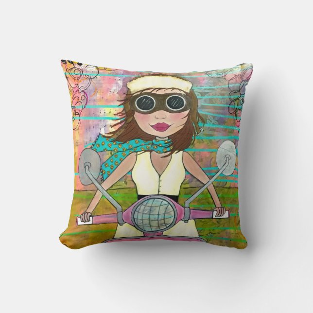 Almohada rosada de la vespa (Anverso)