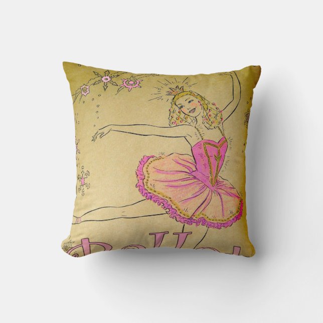 Almohada rosada del diseño de la bailarina del (Anverso)