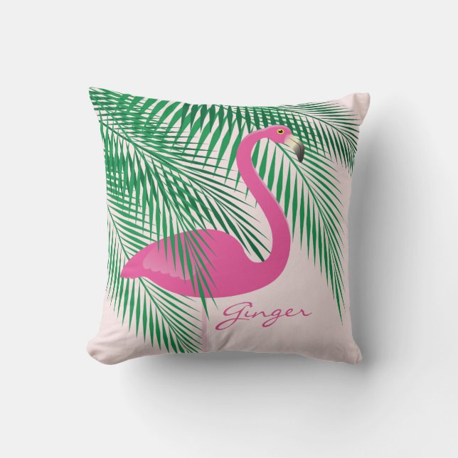 Almohada rosada del flamenco del jengibre (Anverso)
