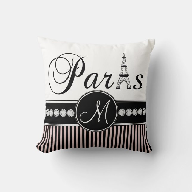 Almohada rosada del monograma de París de las (Anverso)
