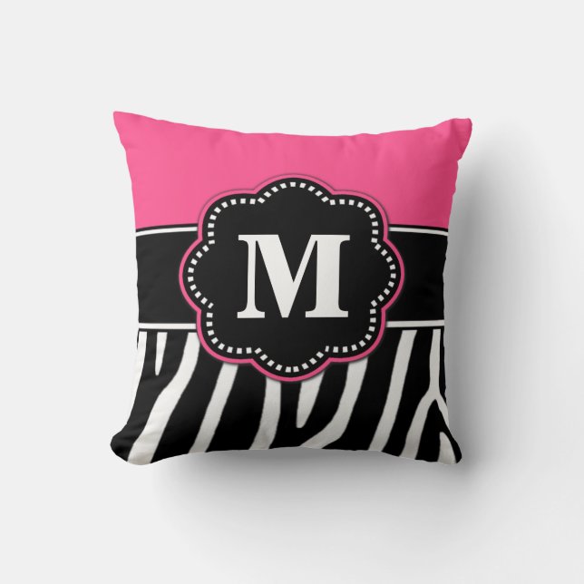Almohada rosada del monograma del estampado de (Anverso)