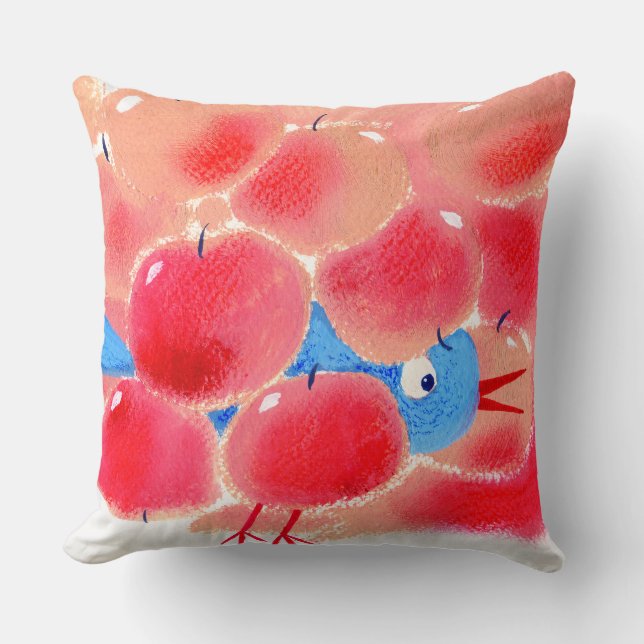 ALMOHADA ROSADA DEL PÁJARO DE APPLE (Anverso)