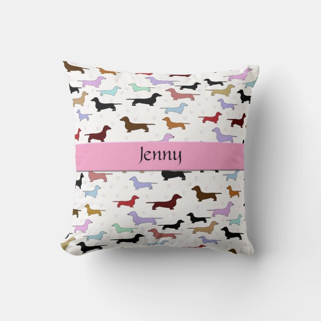 Almohada rosada del perro del Dachshund (Anverso)