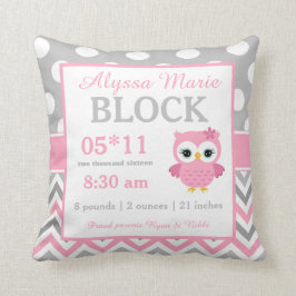 Almohada rosada gris de la invitación del bebé del