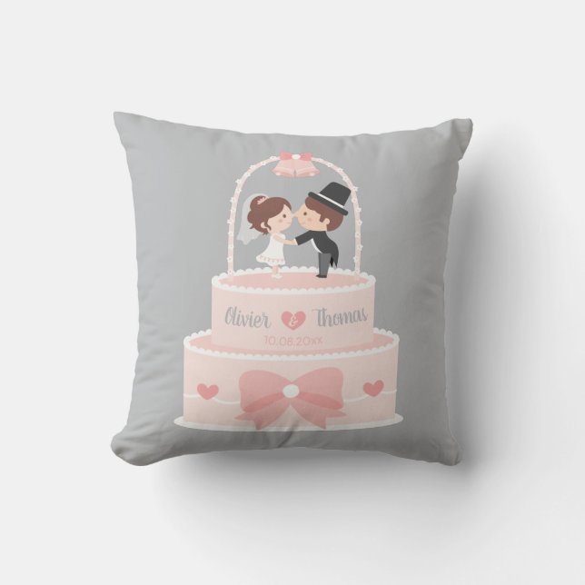 Almohada rosada linda del pastel de bodas de novia (Anverso)
