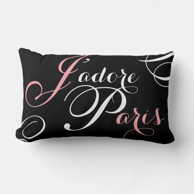 Almohada rosada negra de París del amor de J'adore (Anverso)