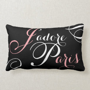 Almohada rosada negra de París del amor de J'adore