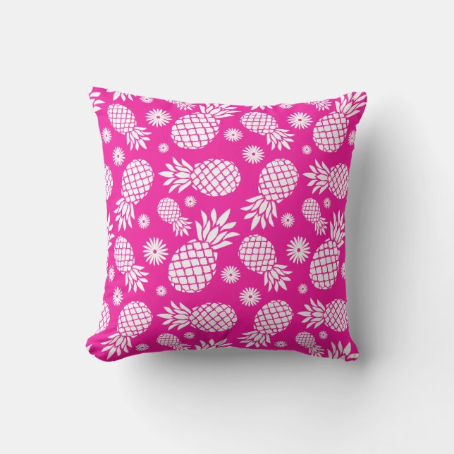 Almohada rosada tropical de las flores gráficas de (Anverso)