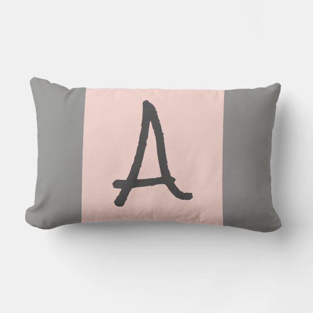Almohada rosada y gris del monograma del acento (Anverso)