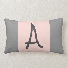 Almohada rosada y gris del monograma del acento