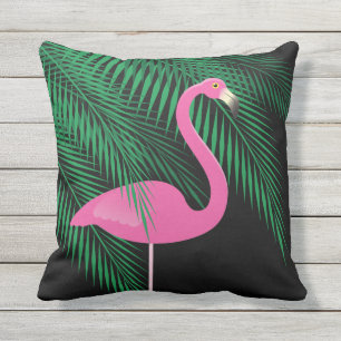 Almohada rosada y negra reversible 1 del flamenco