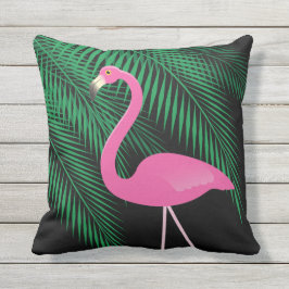 Almohada rosada y negra reversible 2 del flamenco
