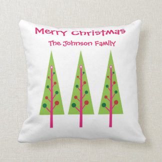 Almohada rosada y verde de los árboles de navidad
