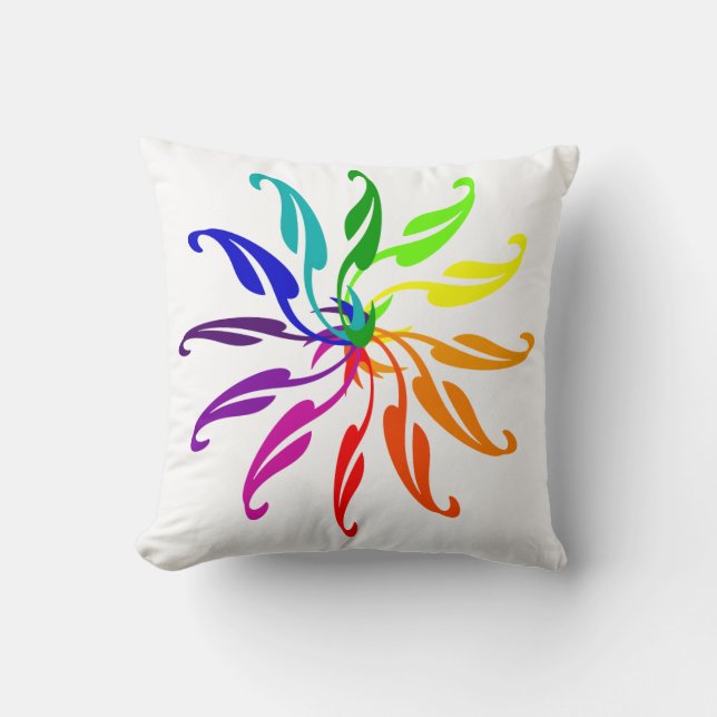 Almohada - Rueda de Colores Hojas en Blanco (Anverso)