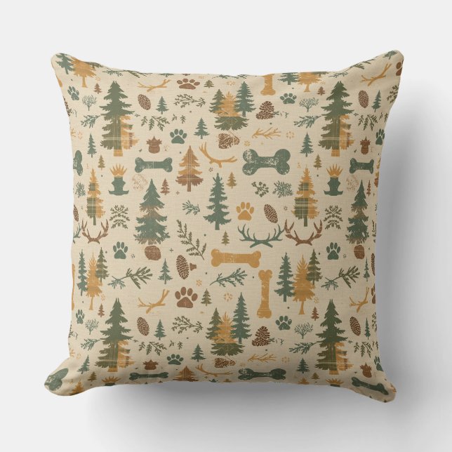 Almohada rústica de bosque – Mascota inspirada en  (Anverso)