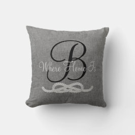 Almohada rústica gris personalizada de la familia
