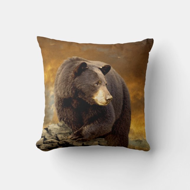 Almohada salvaje del oso negro de Lois Bryan (Anverso)