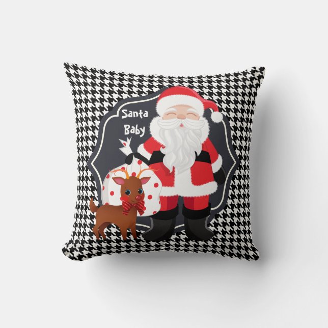 Almohada Santa Black Plaid/Red/Green Navidades (Anverso)