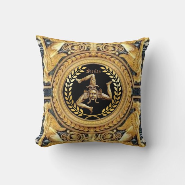 Almohada siciliana Medusa con esfinges (Anverso)