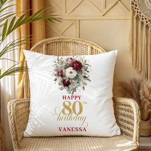 Almohada Sofisticada de Cumpleaños 80 en Burdeos