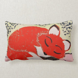 Almohada soñolienta del Fox, algodón, 13" X 21"