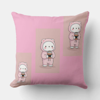 Almohada suave rosa para niños con dibujos animado