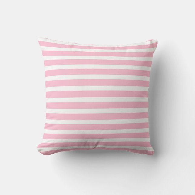 Almohada suavemente rosada y blanca de las rayas (Anverso)