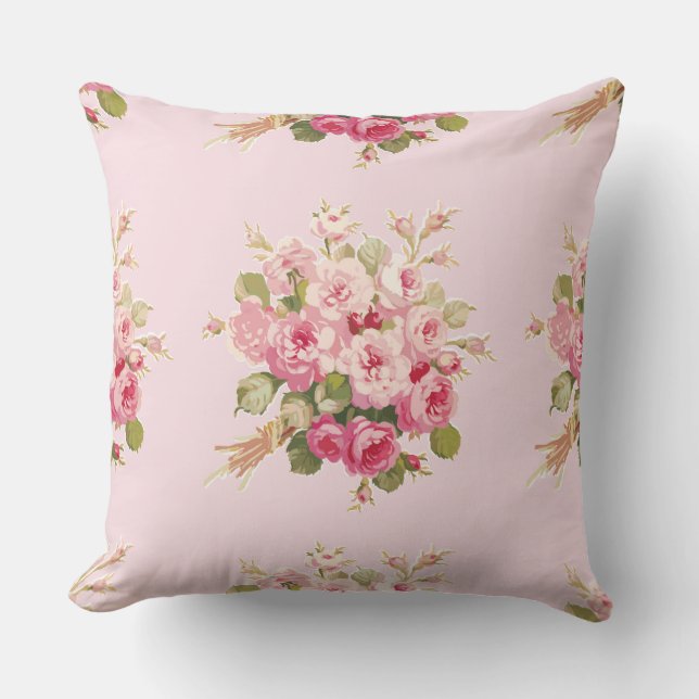 Almohada subió del cuadrado del peony del ramo de (Anverso)