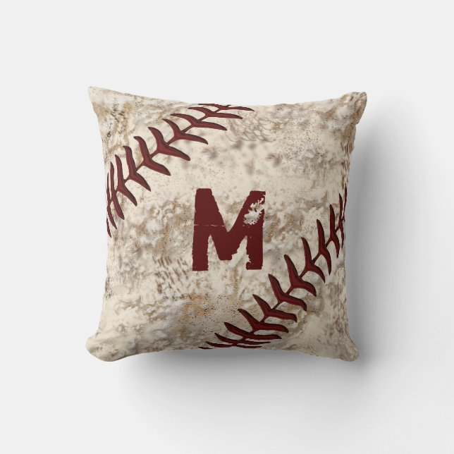 Almohada sucia del béisbol su MONOGRAMA, NÚMERO (Anverso)